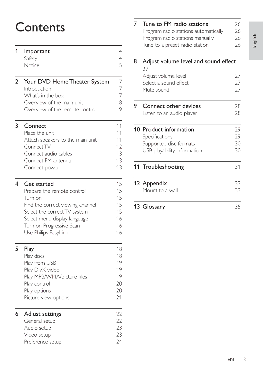 Philips HSB2351/51 user manual Contents 