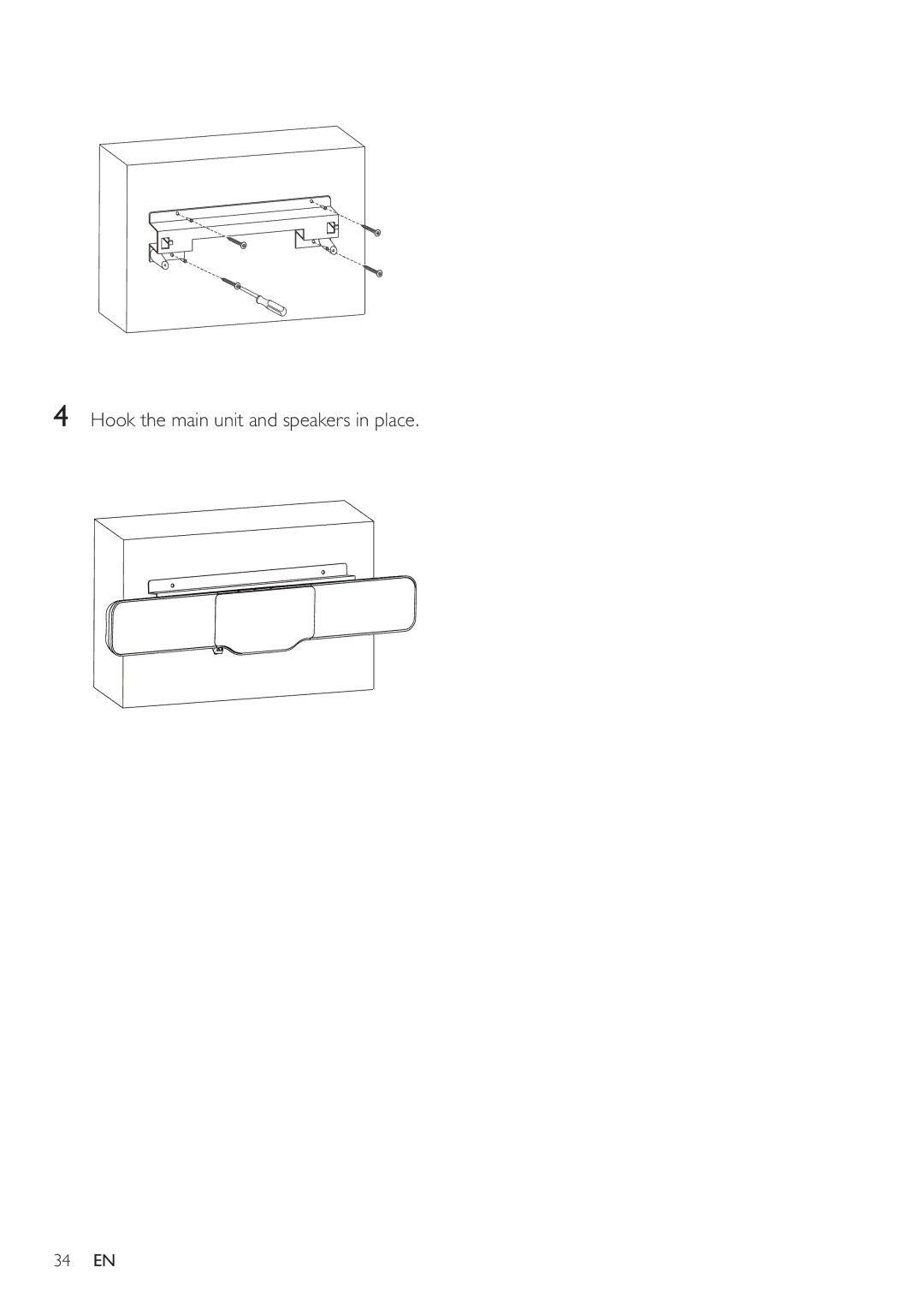 Philips HSB2351/51 user manual Hook the main unit and speakers in place 