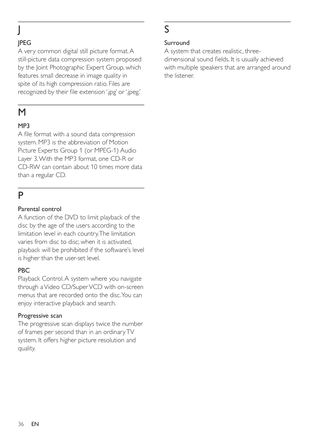 Philips HSB2351/51 user manual Jpeg, MP3 