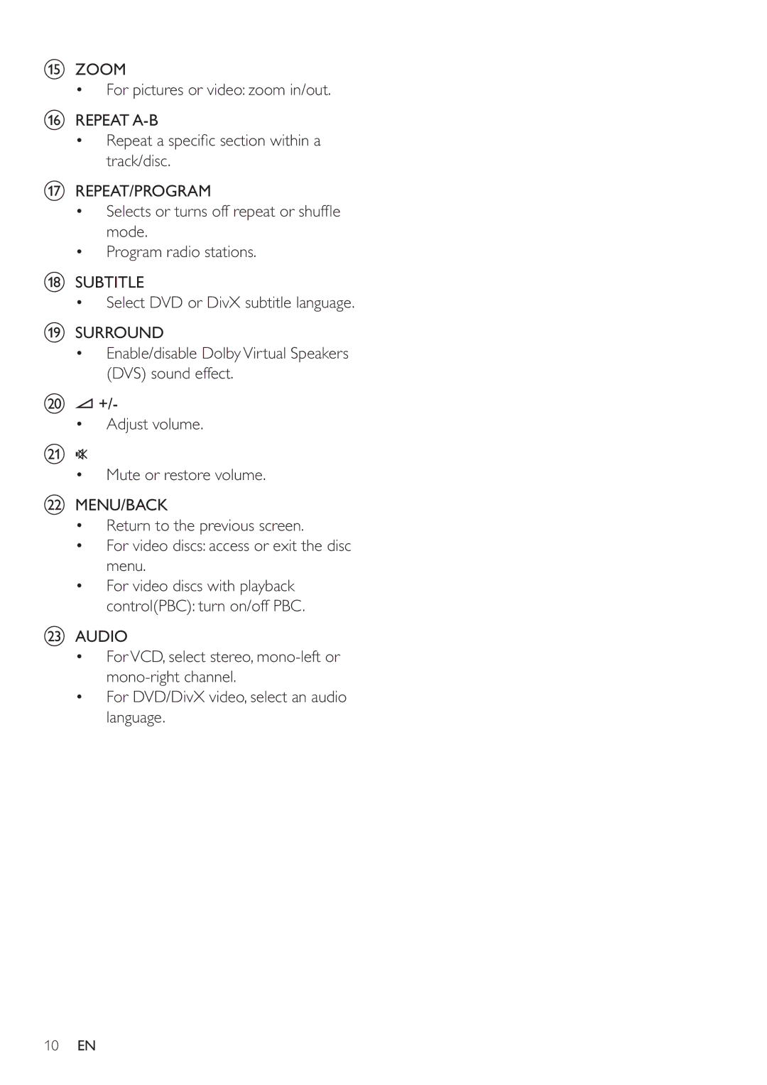 Philips HSB2351/51 user manual For video discs with playback controlPBC turn on/off PBC 