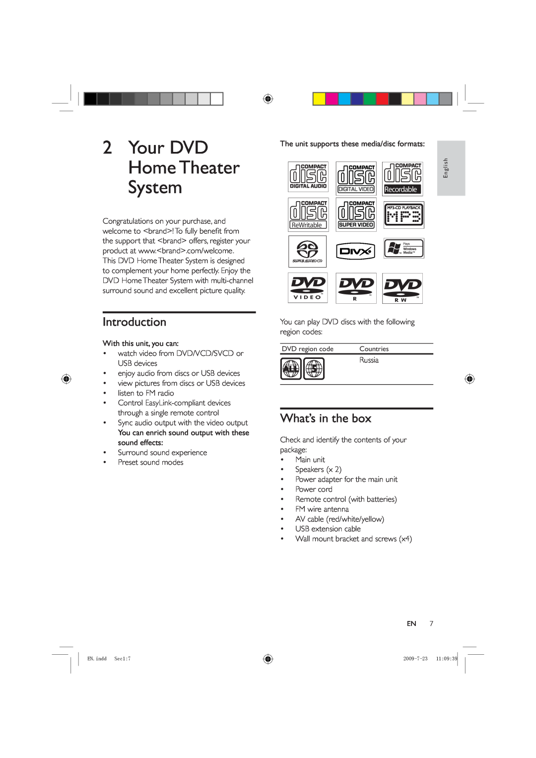 Philips HSB2351X/78 manual 2Your DVD HomeTheater System, Introduction, What’s in the box, Recordable 