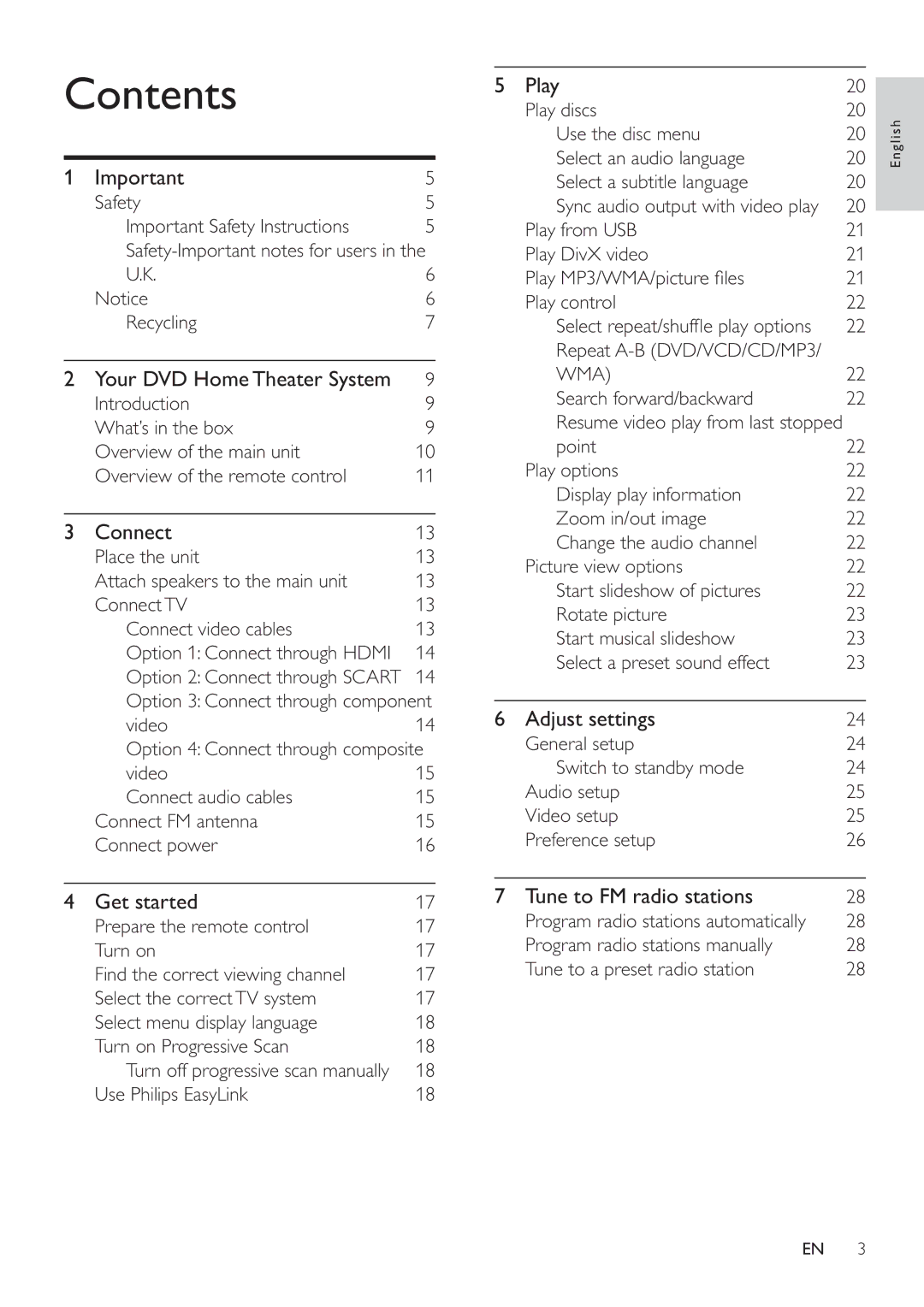 Philips HSB4352/12 user manual Contents 