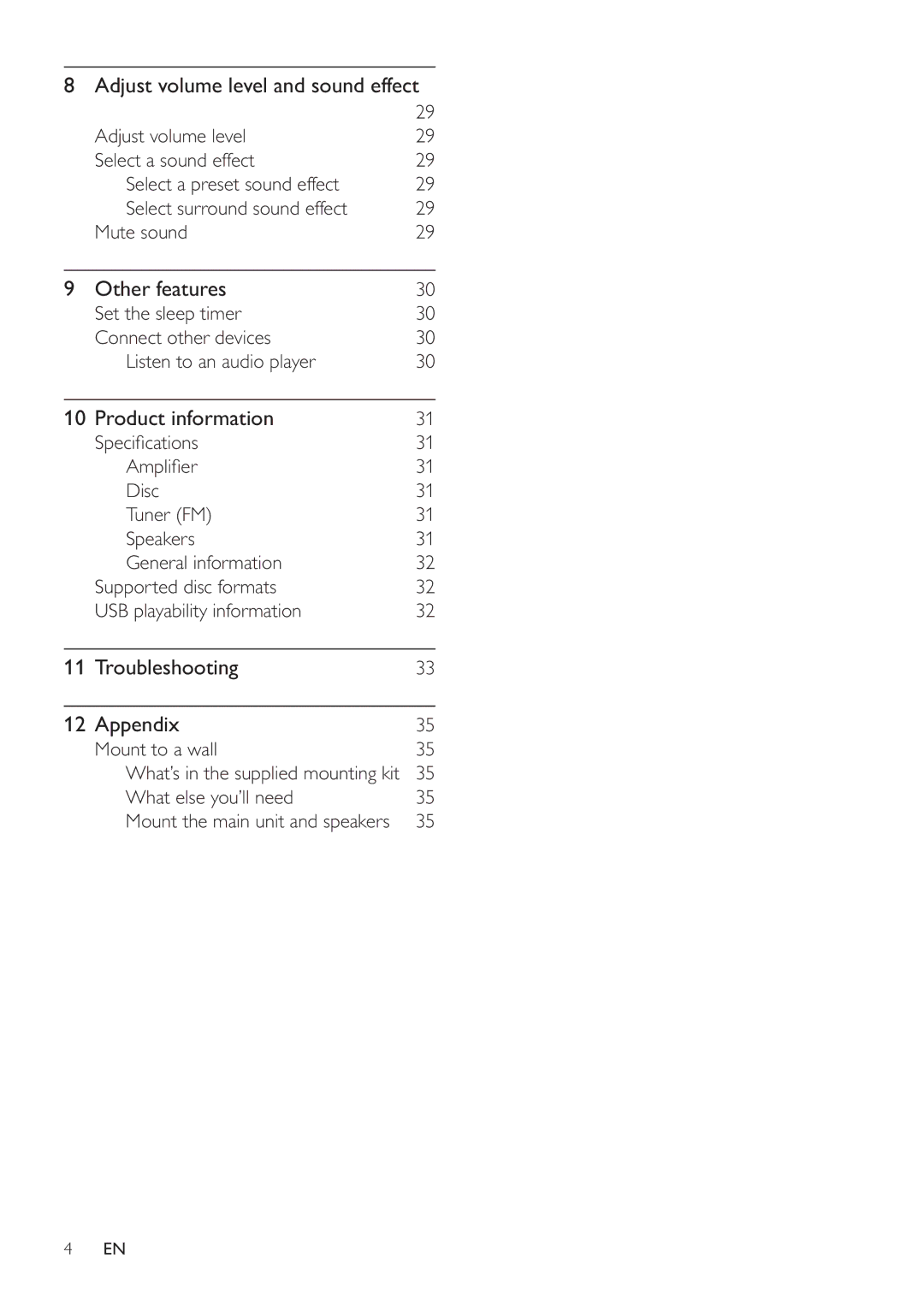 Philips HSB4352/12 user manual Other features 