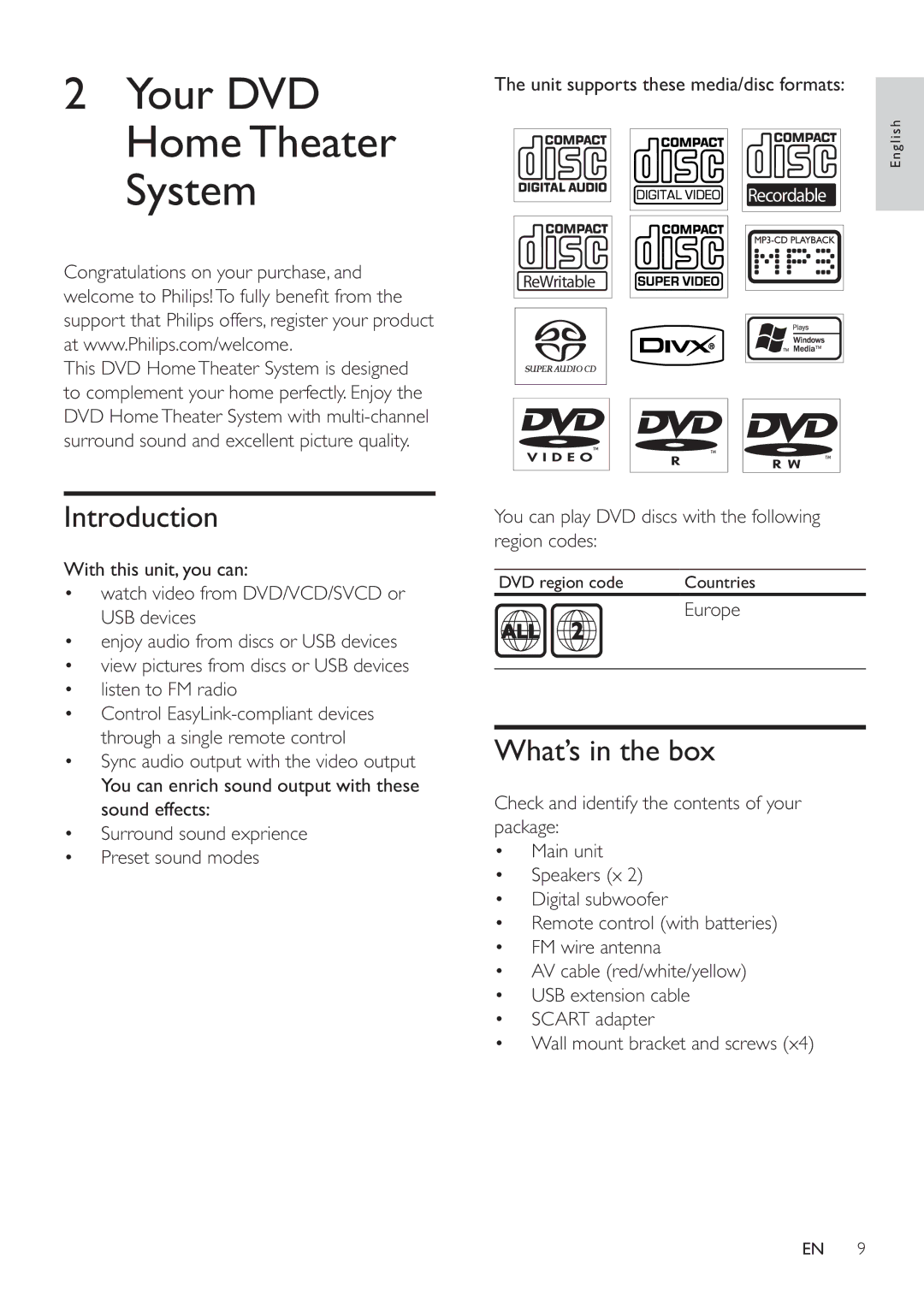 Philips HSB4352/12 user manual Introduction, What’s in the box 