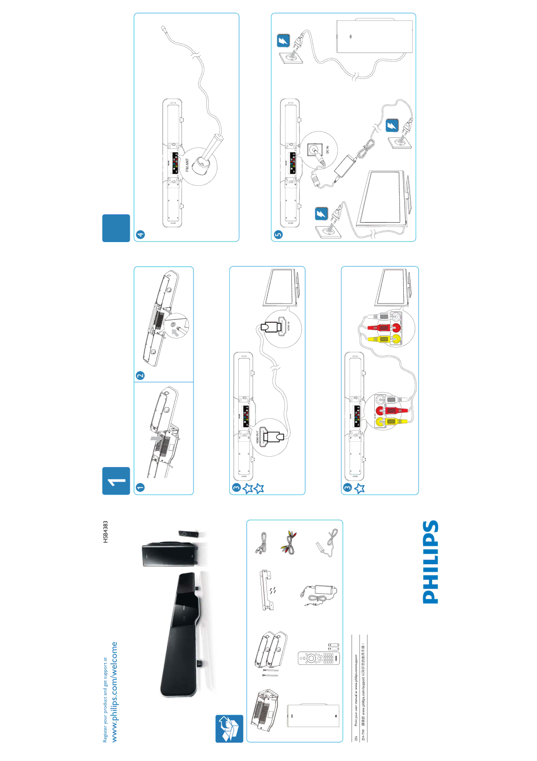 Philips HSB4383/98 user manual Register your product and get support at, Zh-Tw ZzzSklolsvFrpVxssruw, Fm Ant 