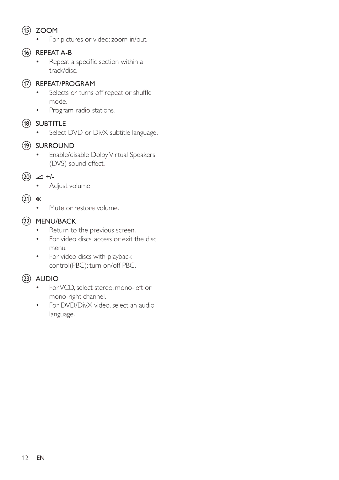 Philips HSB4383/12 user manual For video discs with playback controlPBC turn on/off PBC 