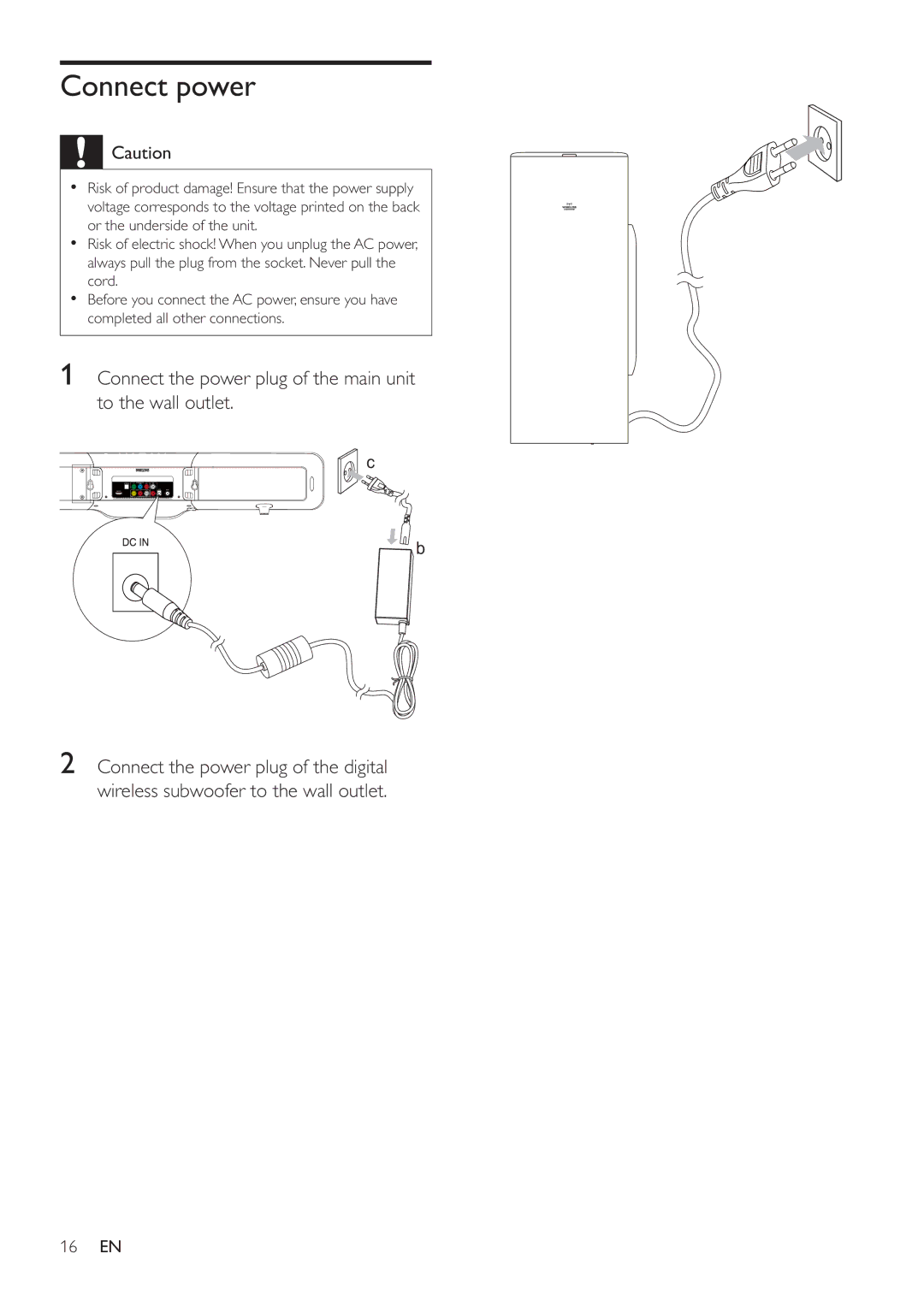 Philips HSB4383/12 user manual Connect power 