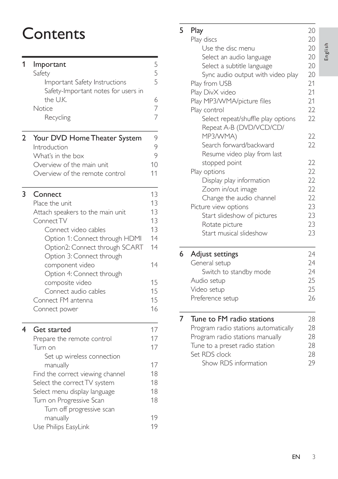 Philips HSB4383/12 user manual Contents 