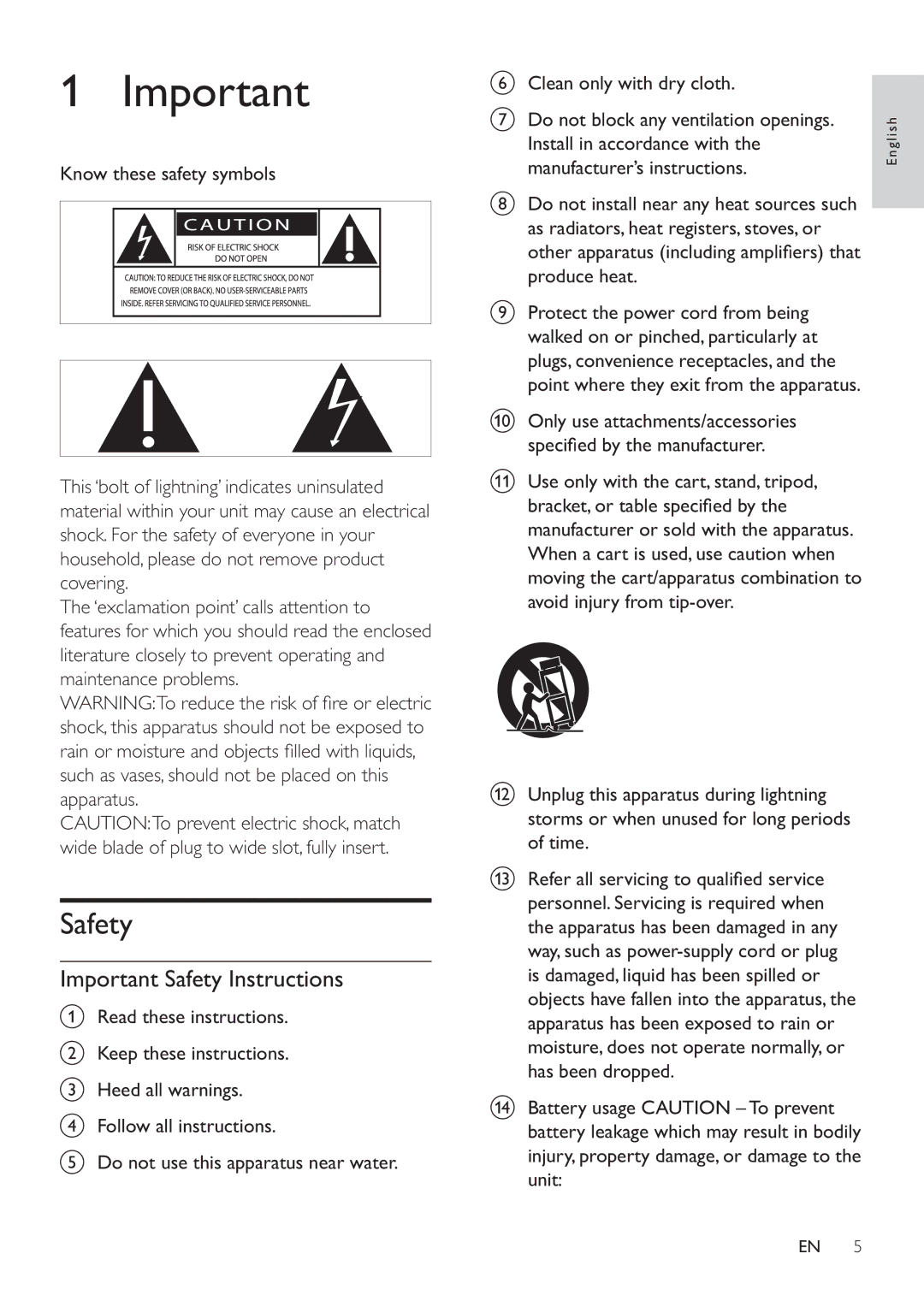 Philips HSB4383/12 user manual Important Safety Instructions 