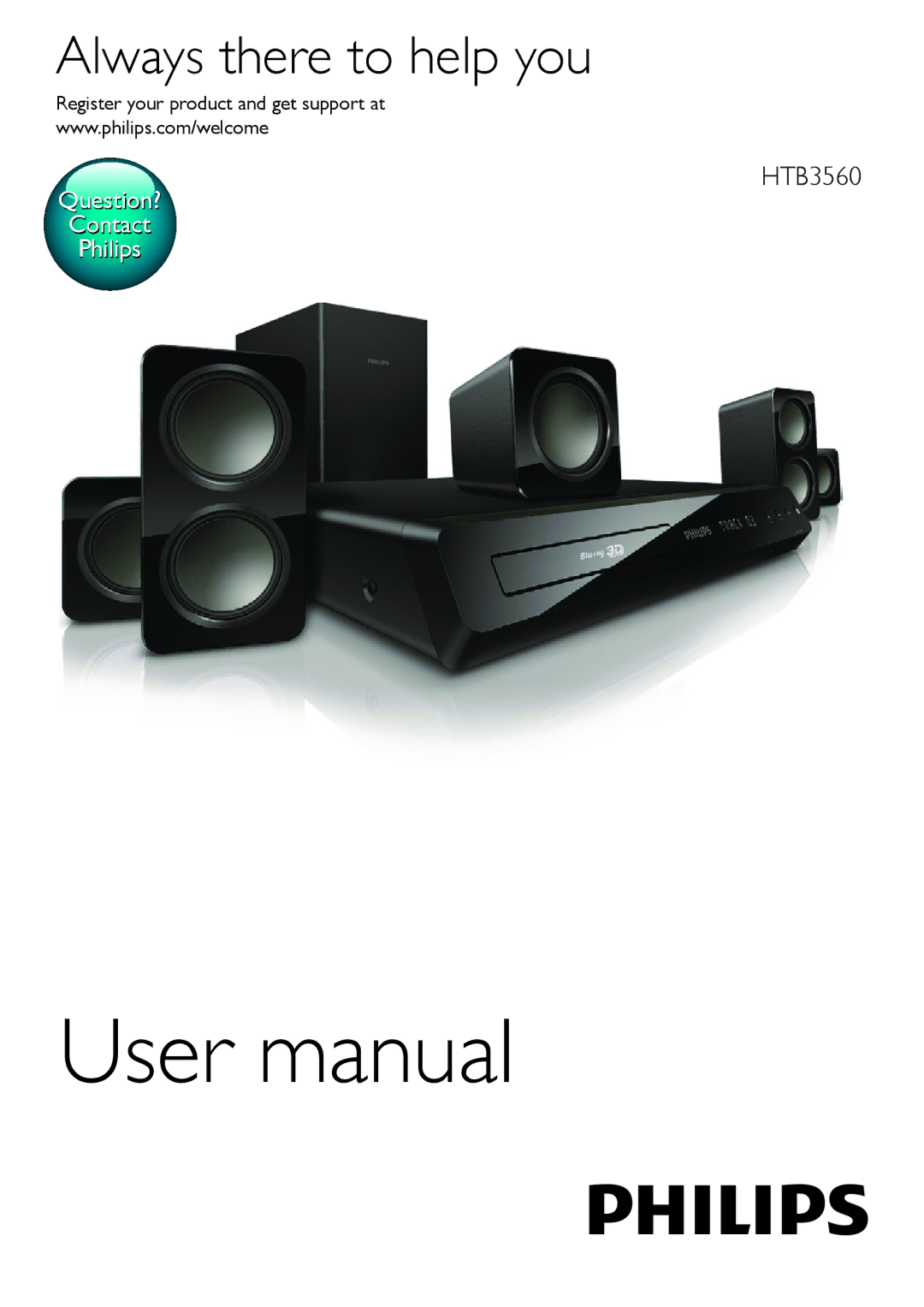 Philips HTB3560 user manual Always there to help you, Register your product and get support at 