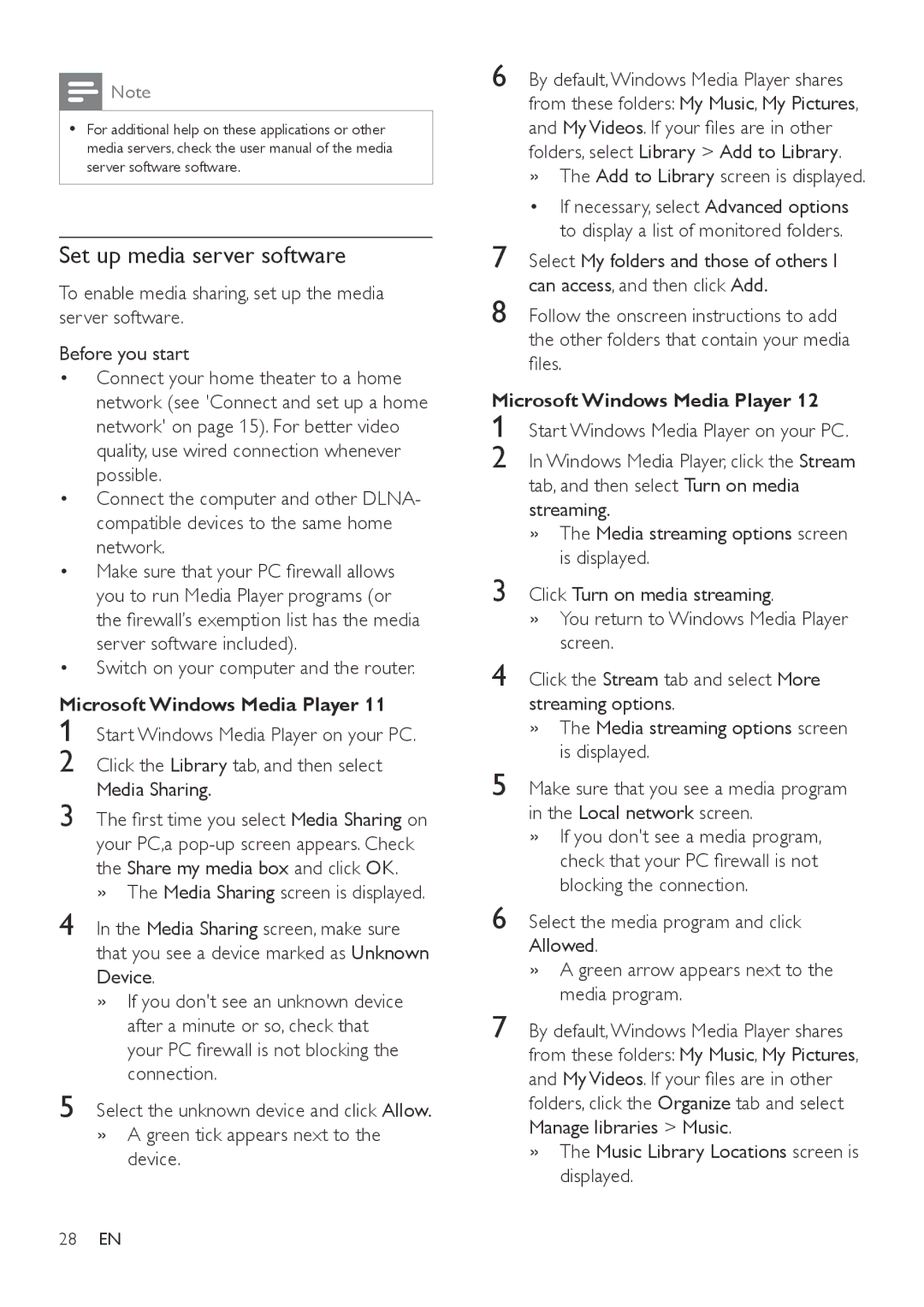 Philips HTB7150 user manual Set up media server software, Switch on your computer and the router 