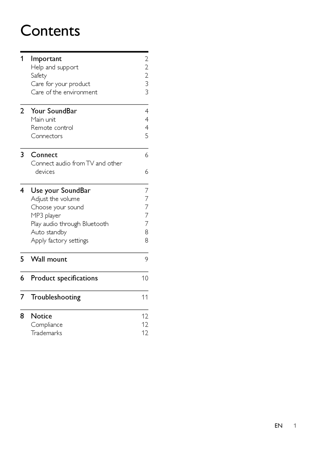 Philips HTL2110, HTL2112 user manual Contents 