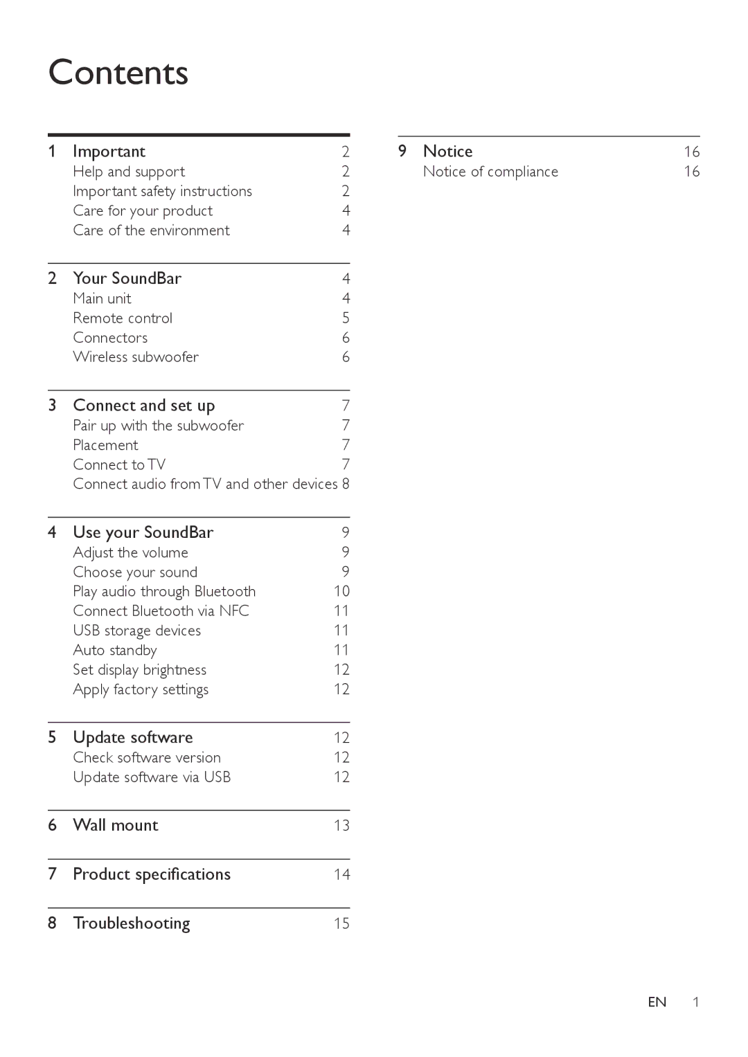 Philips HTL3110B user manual Contents 