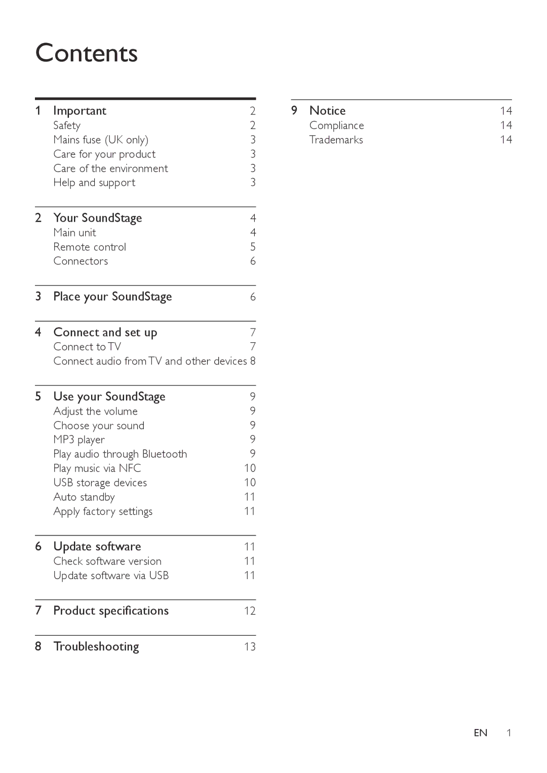 Philips HTL4110B user manual Contents 