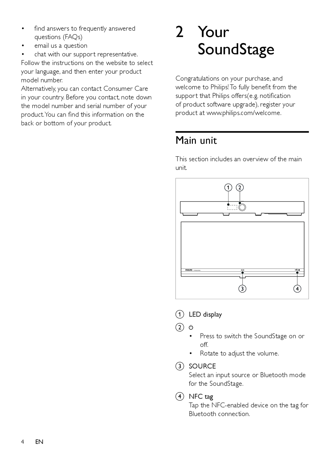 Philips HTL4110B user manual Your SoundStage, Main unit 