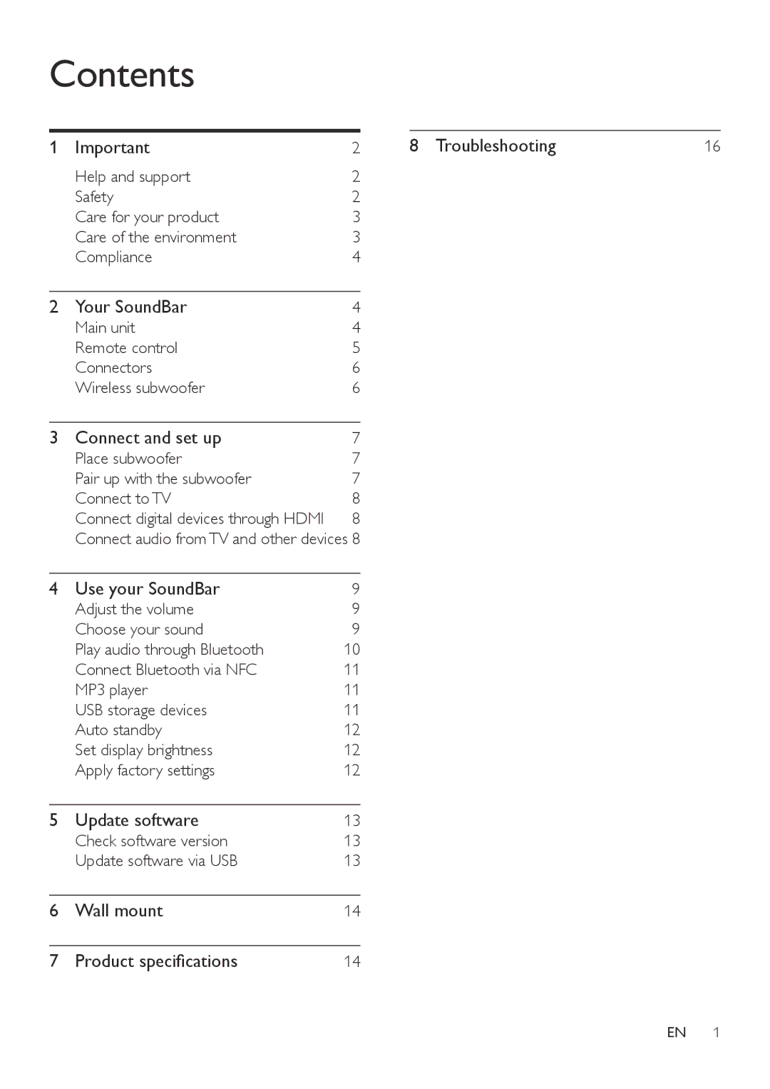 Philips HTL6145C user manual Contents 