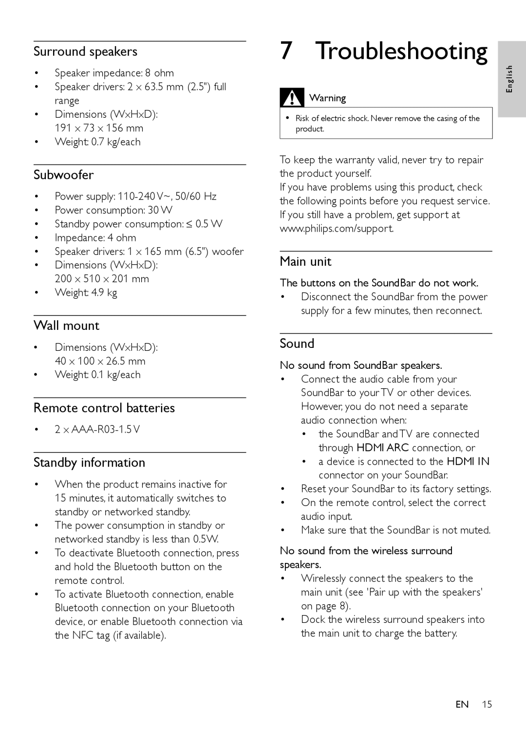 Philips HTL9100 user manual Troubleshooting 