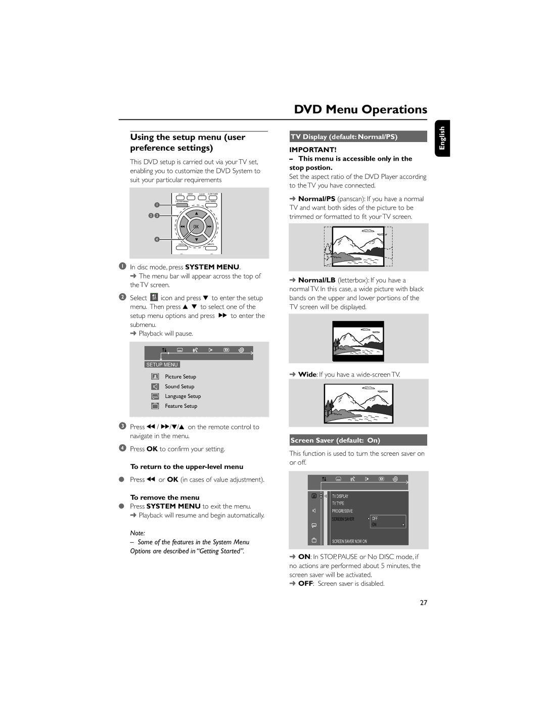 Philips MCD139/78, HTM139 user manual Using the setup menu user preference settings, To return to the upper-level menu 