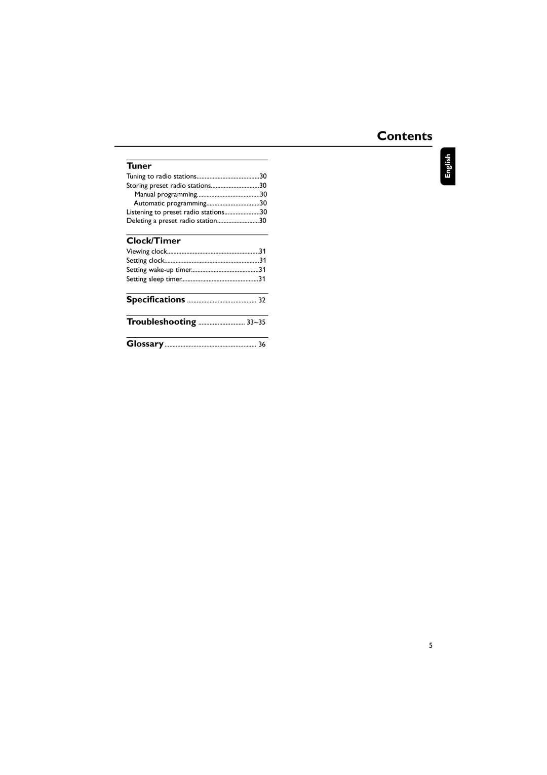 Philips MCD139/78, HTM139 user manual Tuner, Clock/Timer 