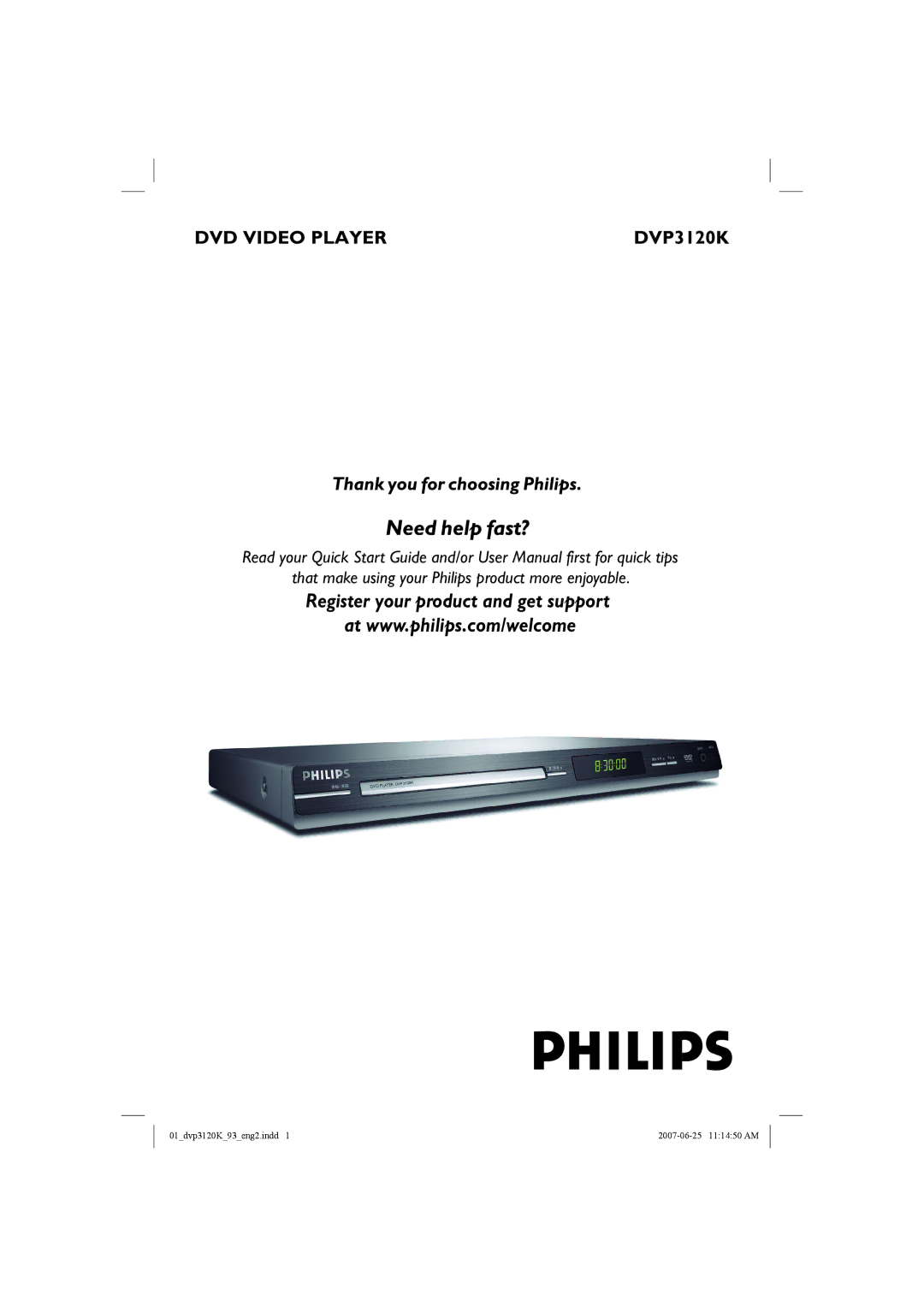 Philips HTP3120K/93 quick start DVD Video 