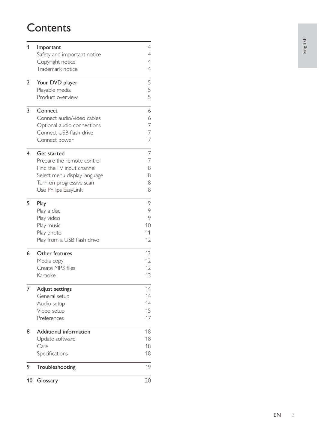 Philips HTP3560K/93 user manual Contents 