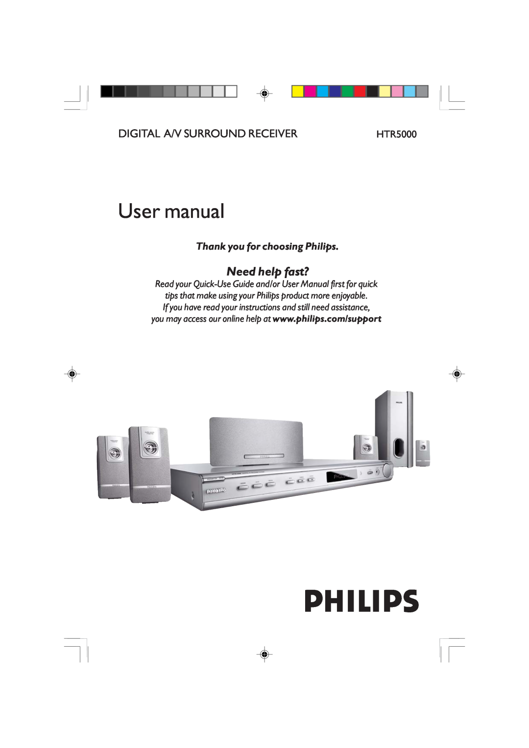 Philips HTR5000 user manual Thank you for choosing Philips, Need help fast?, Digital A/V Surround Receiver 