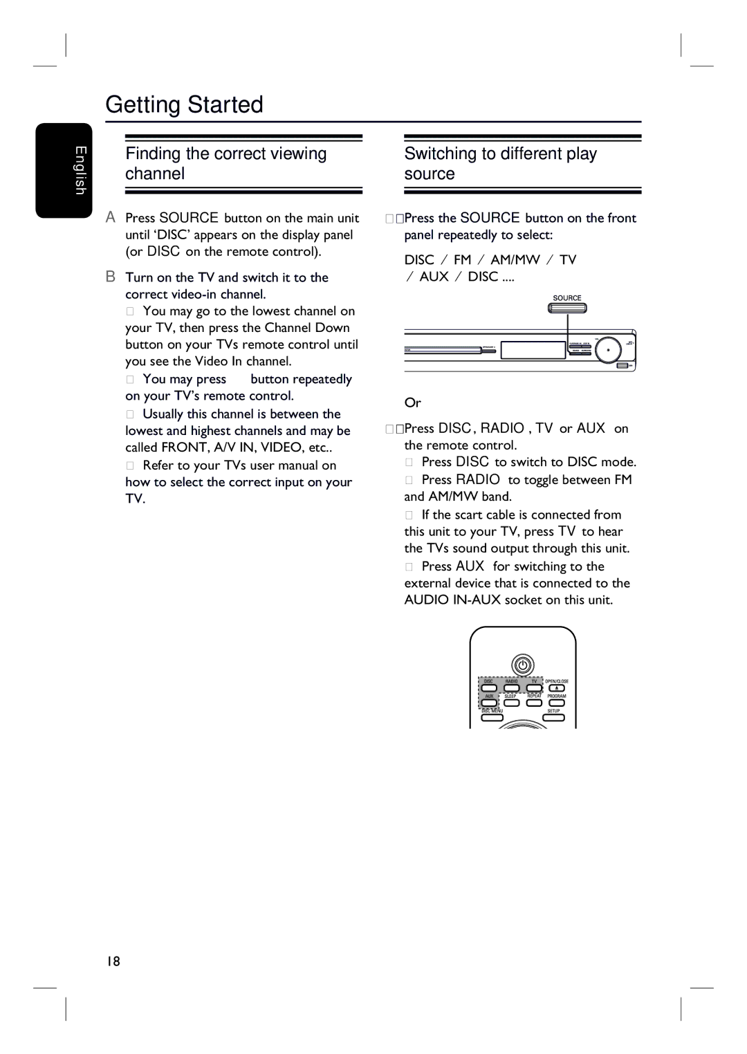 Philips HTS3000/12 user manual Getting Started, AM/MW band 