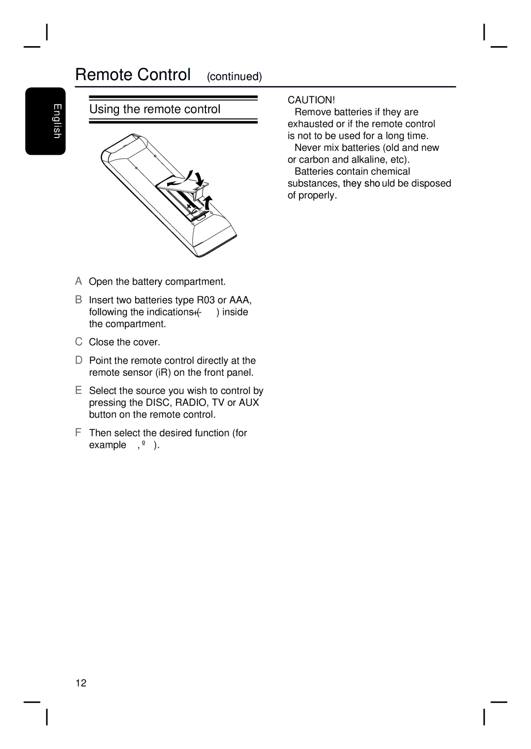 Philips HTS3010 quick start Using the remote control 