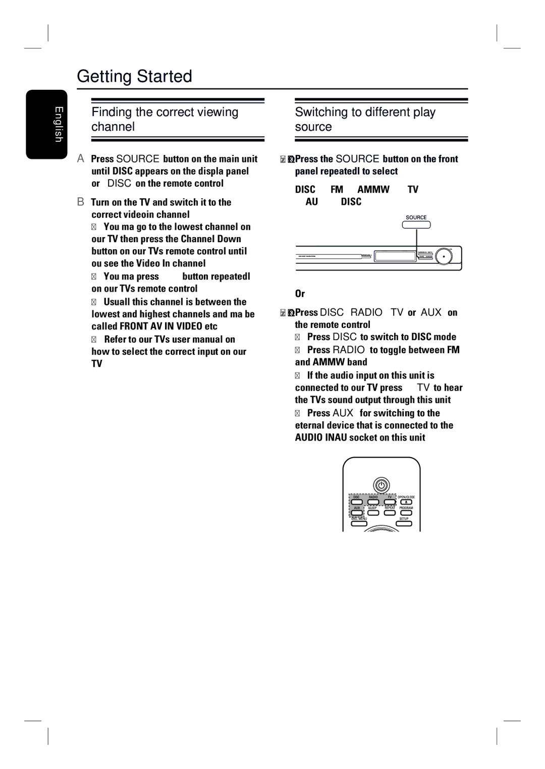 Philips HTS3010 quick start Getting Started, AM/MW band 