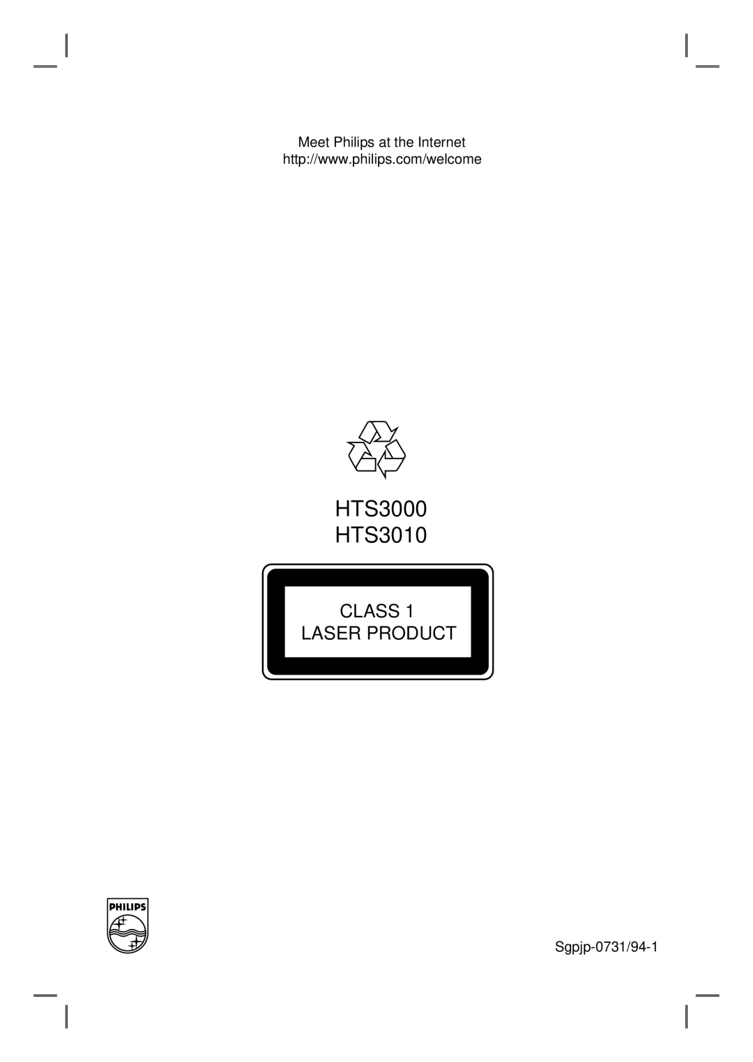 Philips HTS3010 quick start Meet Philips at the Internet, Sgpjp-0731/94-1 