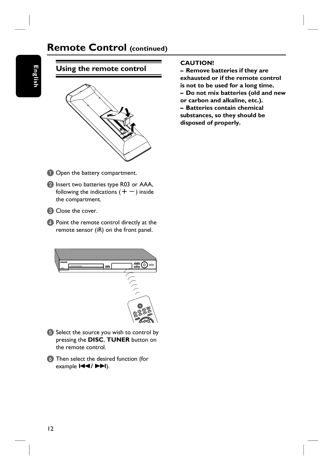 Philips HTS3090/98 user manual Using the remote control 