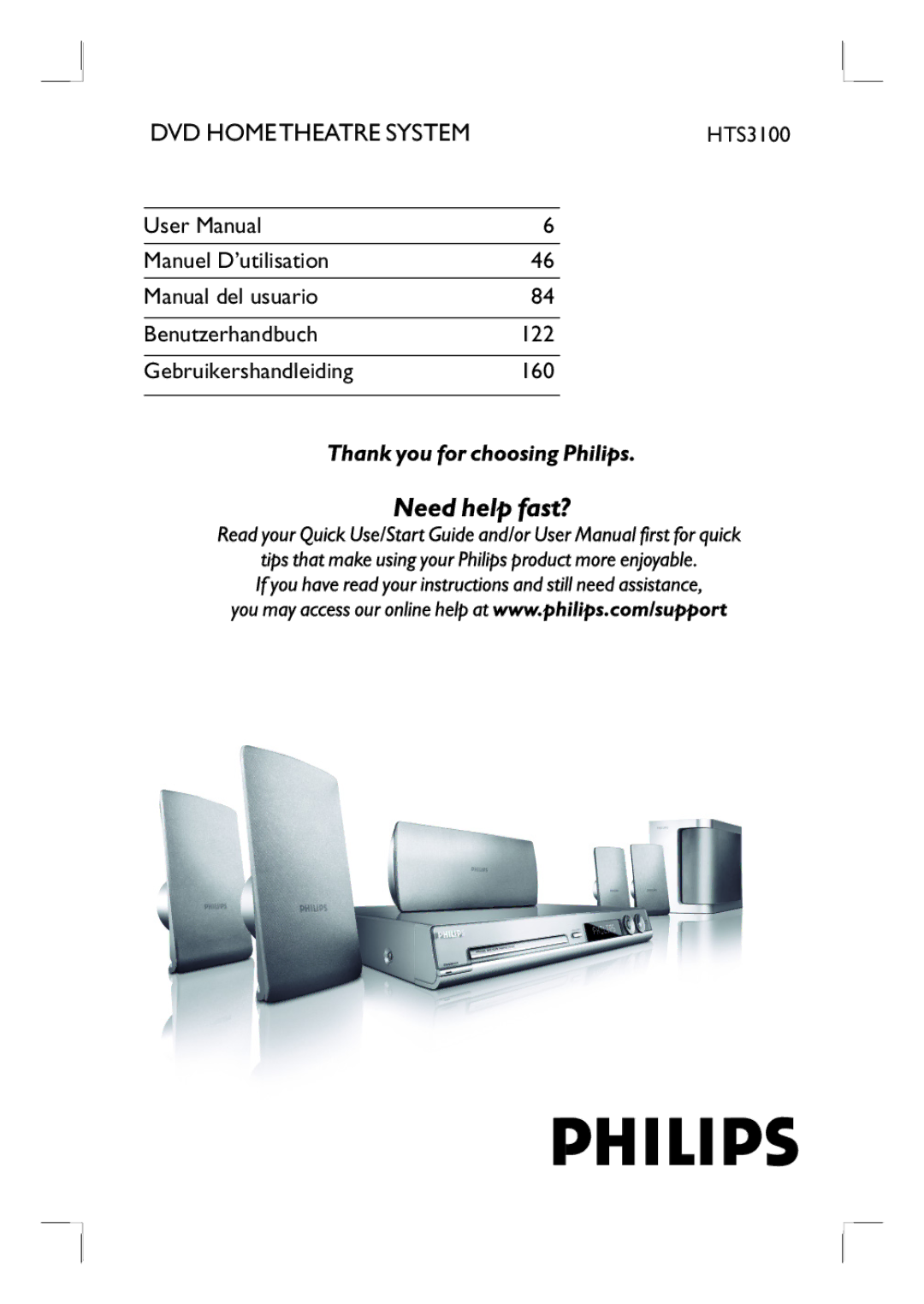 Philips HTS3100 user manual DVD Hometheatre System 