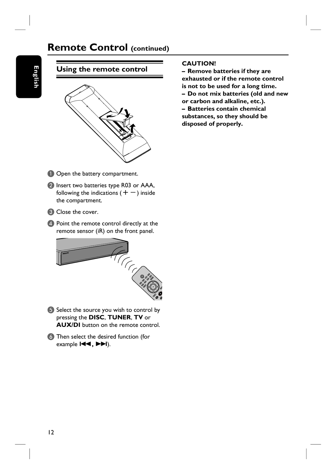 Philips HTS3100 user manual Using the remote control 