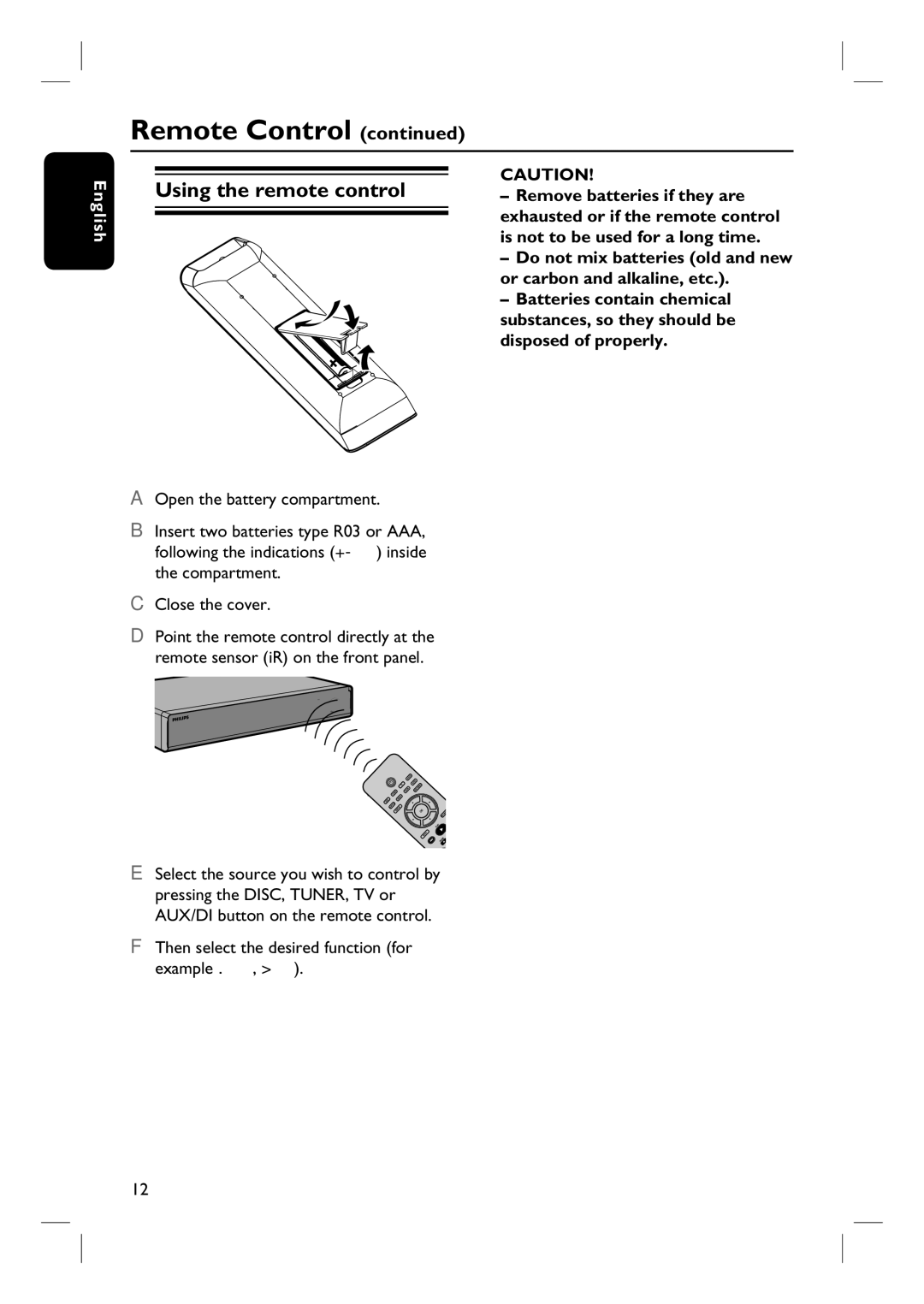 Philips HTS3107/55 user manual Using the remote control 