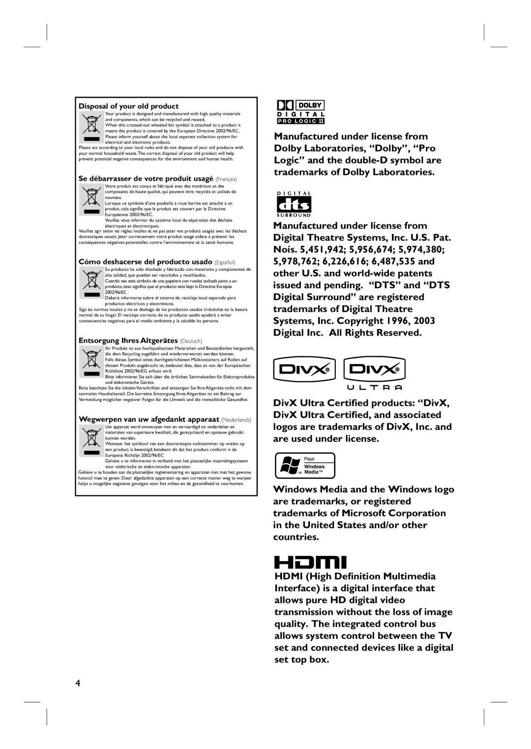 Philips HTS3115 user manual Disposal of your old product 