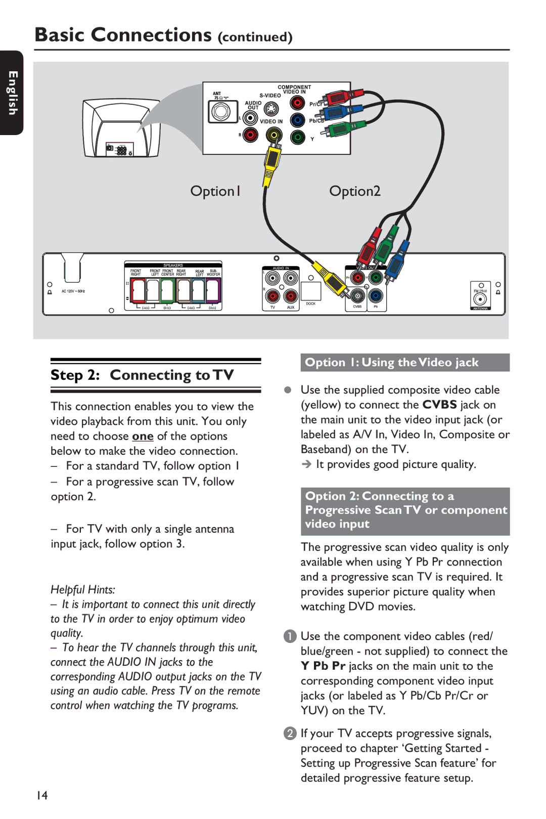 Philips HTS3151D user manual Connecting to TV, Option 1 Using the Video jack,  It provides good picture quality 