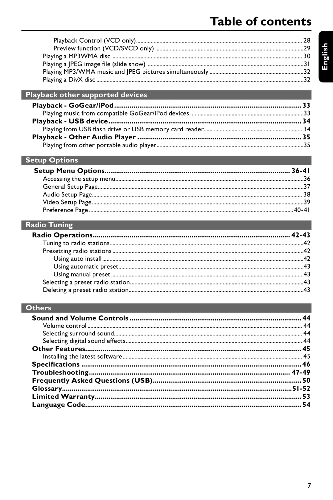 Philips HTS3151D user manual Table of contents 