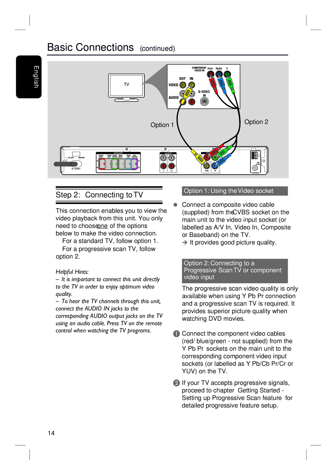 Philips HTS3152/93 user manual Connecting to TV, Option 1 Using the Video socket 