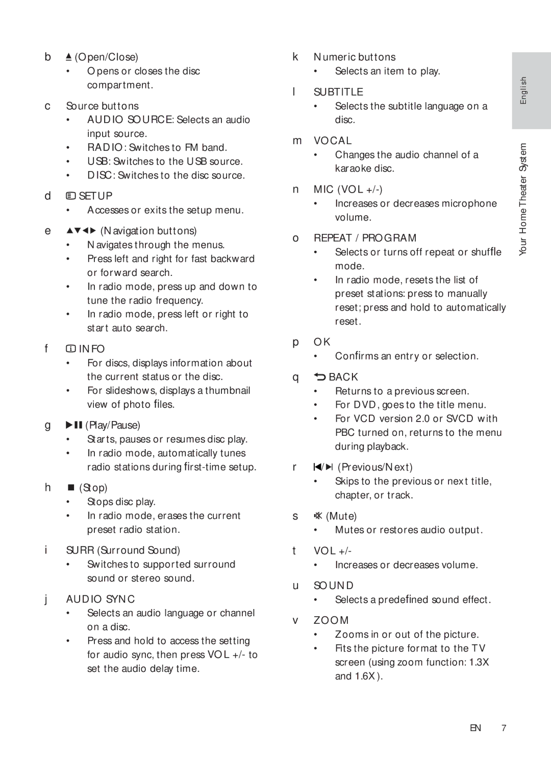 Philips HTS3181X/78 user manual Audio Sync Selects an audio language or channel on a disc 