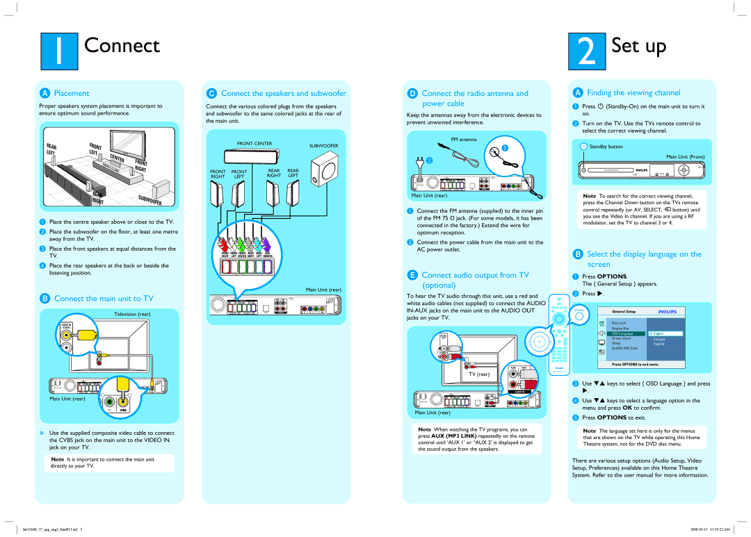 Philips HTS3264D quick start Connect Set up 