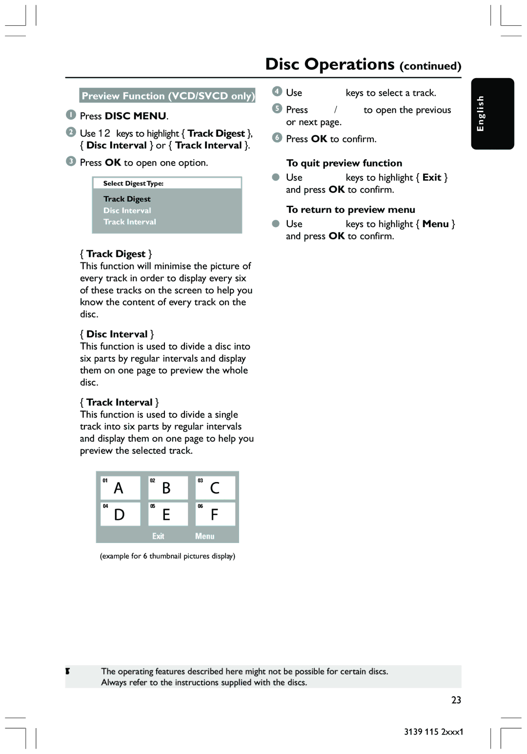 Philips HTS3300 user manual Preview Function VCD/SVCD only 