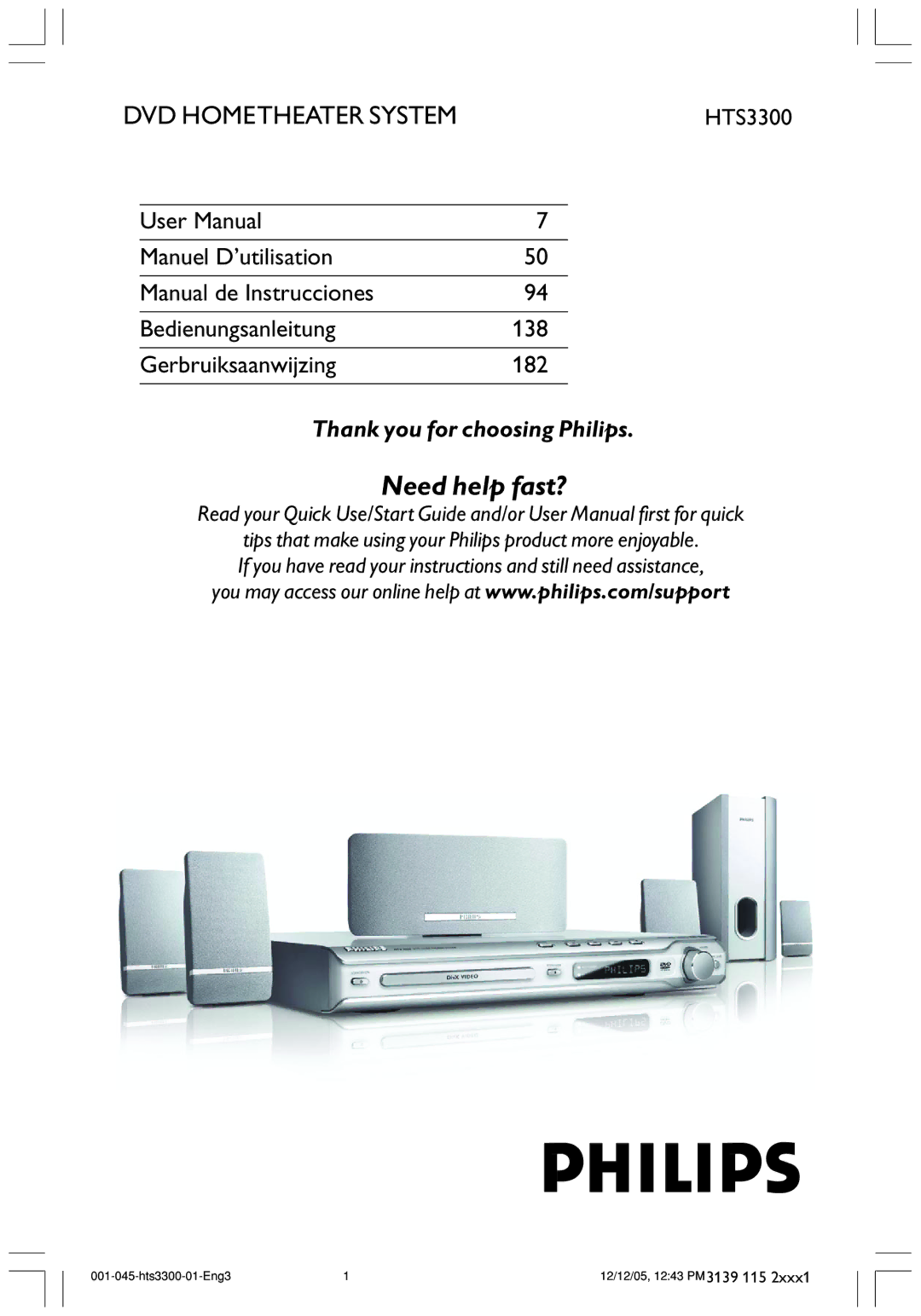 Philips HTS3300/51 user manual Need help fast? 