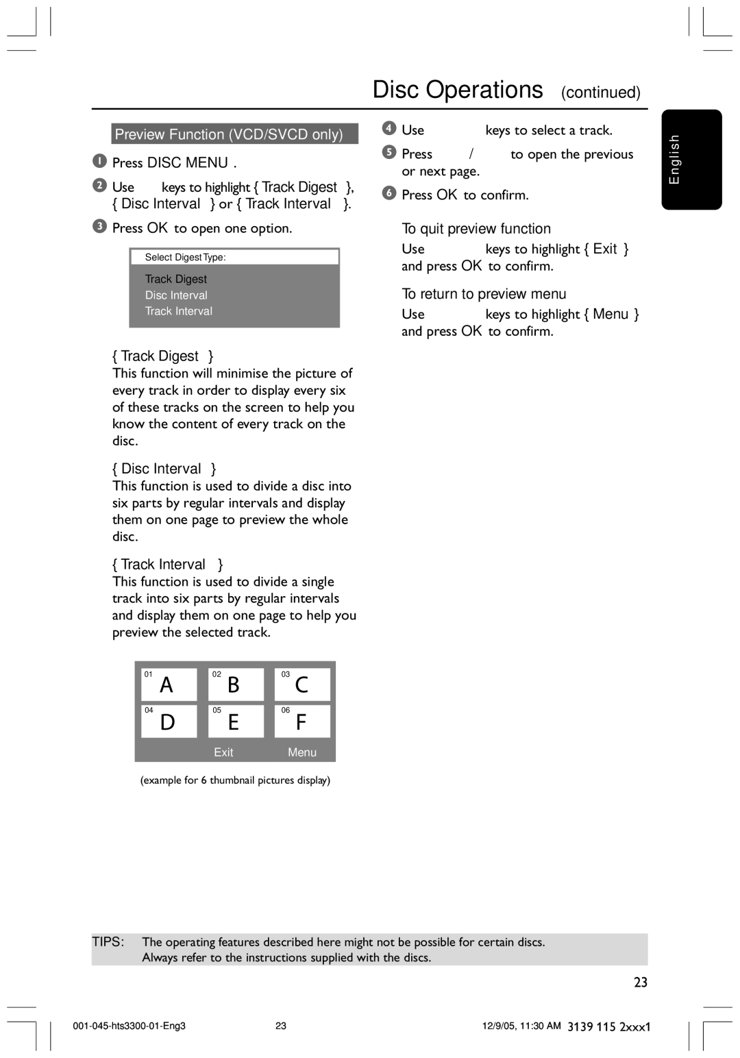 Philips HTS3300/51 user manual Preview Function VCD/SVCD only 