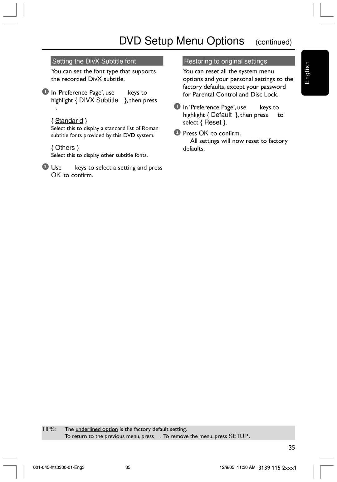 Philips HTS3300/51 user manual Standard, Others 