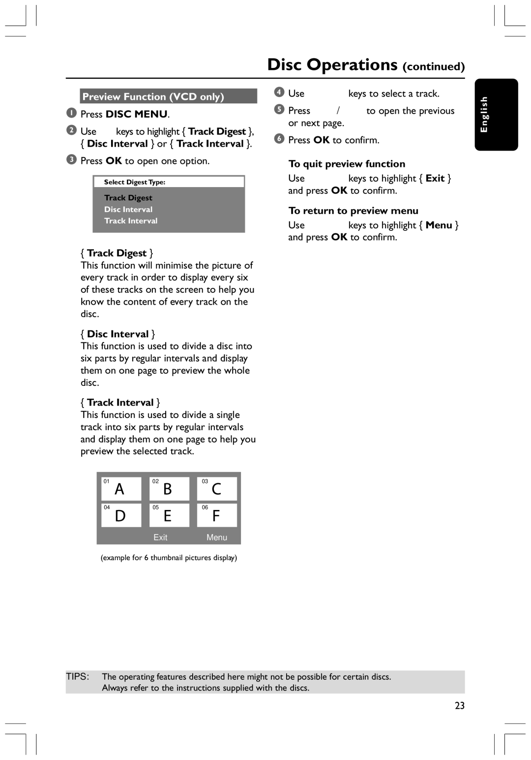 Philips HTS3300K/51 user manual Preview Function VCD only 