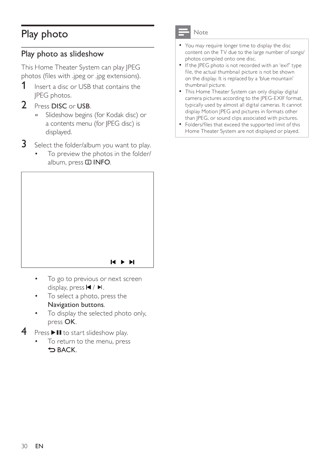 Philips HTS3377W, HTS3270 user manual Play photo as slideshow 