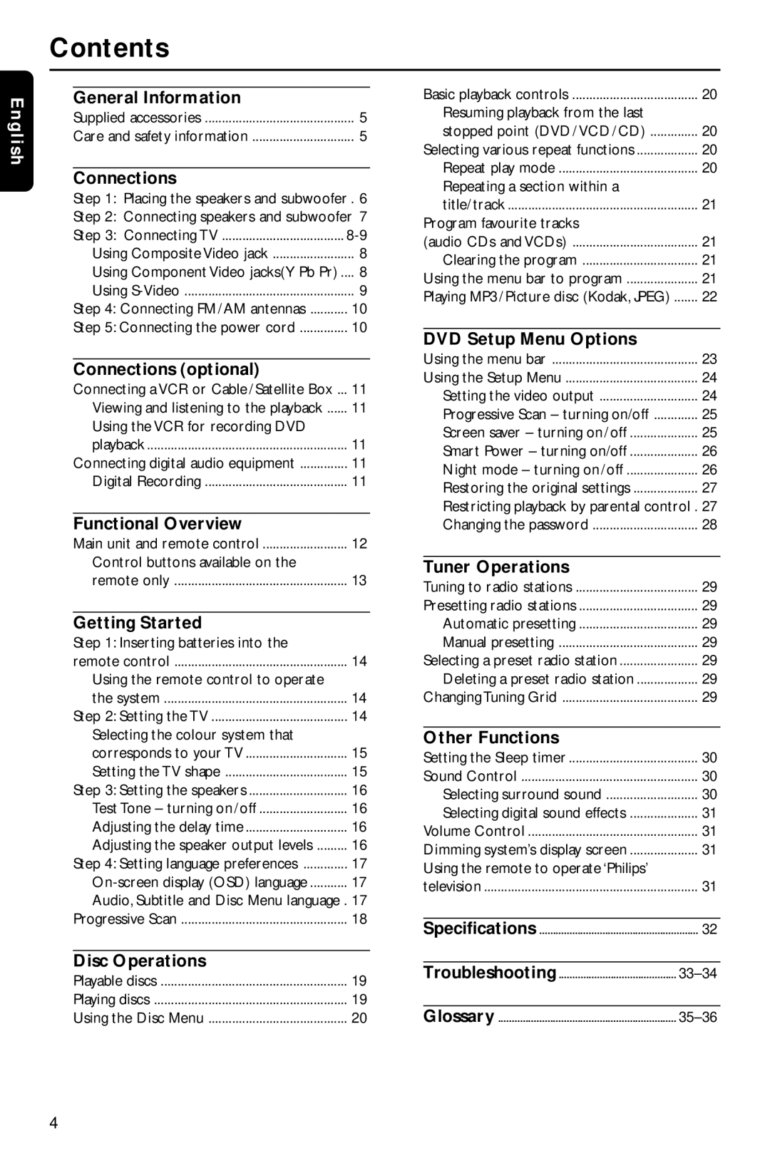 Philips HTS3410D/55 user manual Contents 