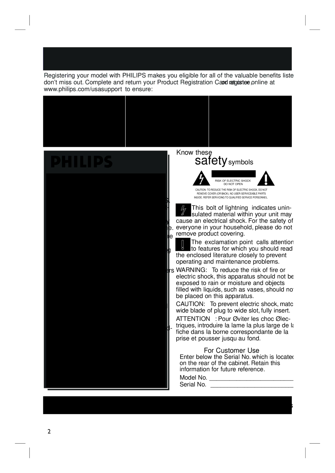 Philips HTS3440, HTS3450 user manual Return your Product Registration Card or register online at, Dear Philips product owner 