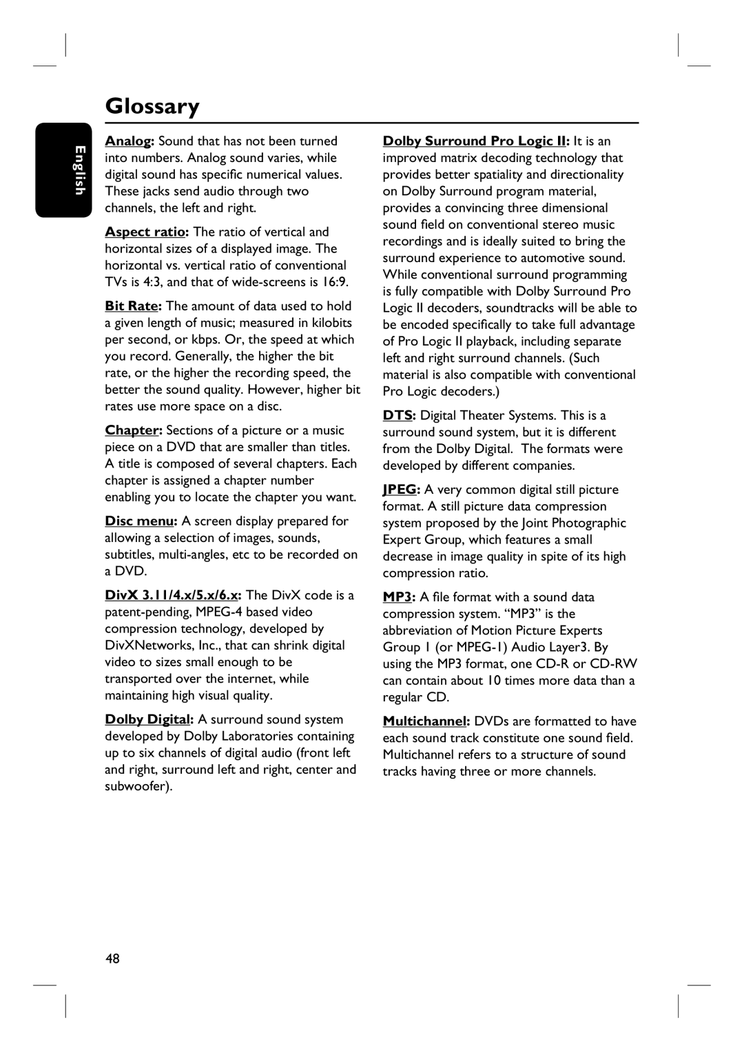 Philips HTS3440, HTS3450 user manual Glossary 