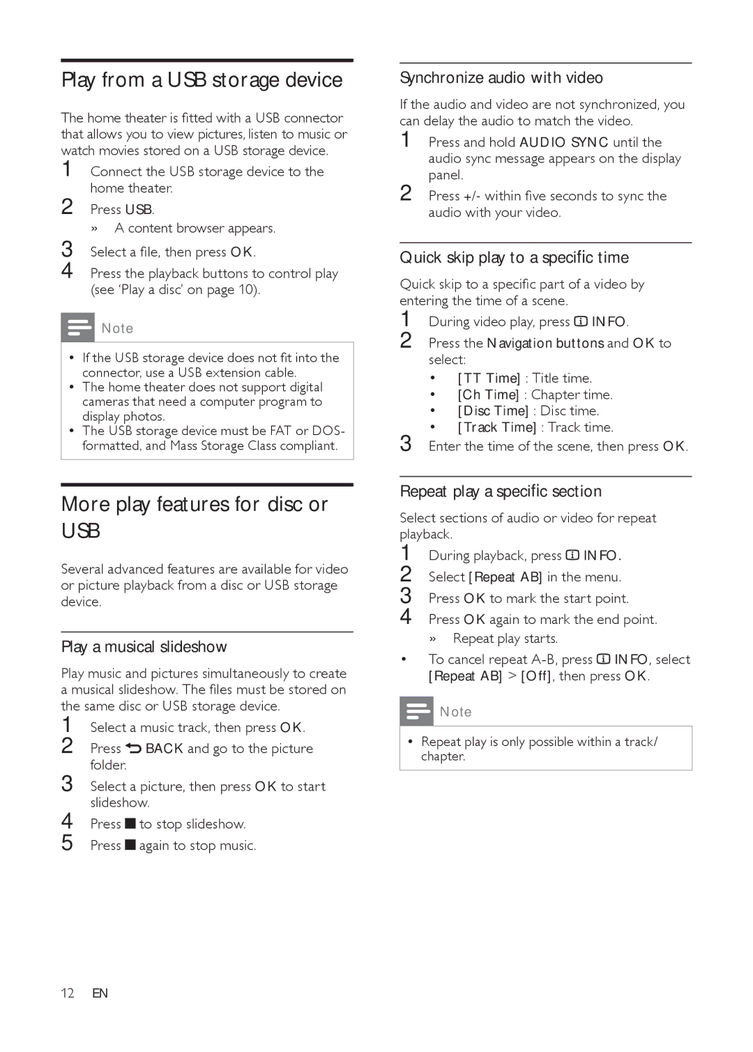 Philips HTS3511E user manual Play from a USB storage device, More play features for disc or 